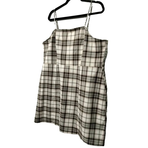 BP Plaid Adjustable Spaghetti Strap Dress With Front Split & Back Zip Size 2X - Picture 4 of 12